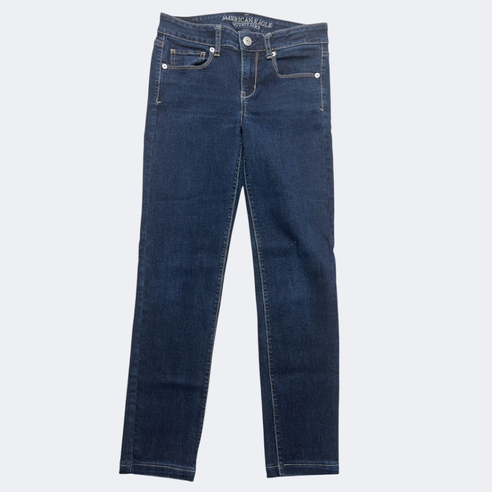 American Eagle Jeans Womens 4 Blue Skinny Super Stretch Denim Regular Fit Pants